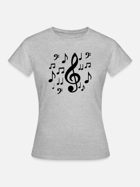 noten - Frauen T-Shirt - Grau meliert