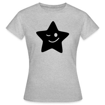 étoile souriante avec un clin d'oeil - T-shirt Femme - gris chiné - Devant - AI Model Female 172 dark (172cm)