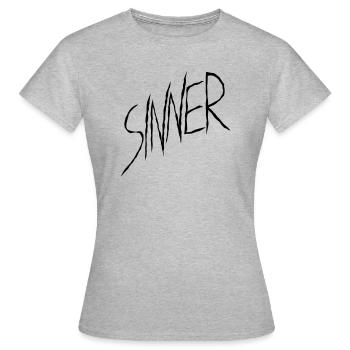 Sinner text design - Women's T-Shirt - heather grey - Front - AI Model Female 172 dark (172cm)