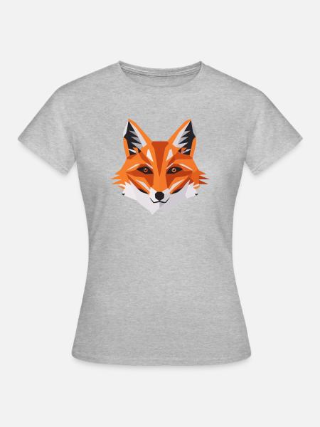 Fuchs Polygon Geometrisch - Frauen T-Shirt - Grau meliert