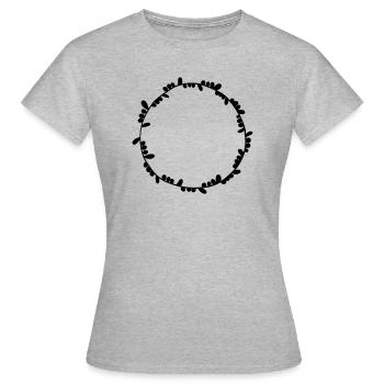 Guirlande florale Fleurs Cœurs 25 Zone de dessin 25 - T-shirt Femme - gris chiné - Devant - AI Model Female 172 dark (172cm)