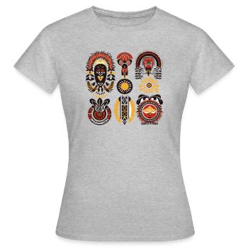 Folklore africain - T-shirt Femme - gris chiné - Devant - AI Model Female 172 dark (172cm)