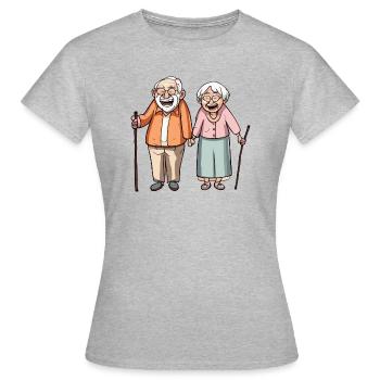 Zwei Senioren im Rentenalter - Frauen T-Shirt - Grau meliert - Vorne - AI Model Female 172 dark (172cm)