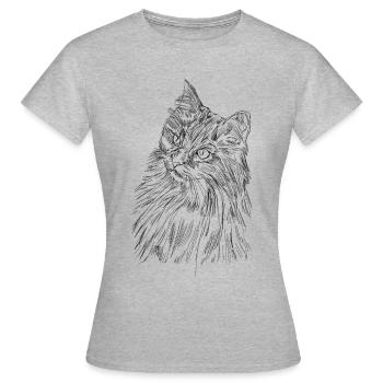 Süßes Katzengesicht - Frauen T-Shirt - Grau meliert - Vorne - AI Model Female 172 dark (172cm)
