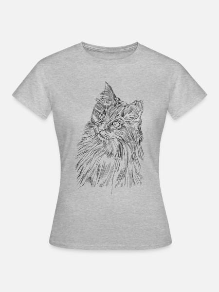 Süßes Katzengesicht - Frauen T-Shirt - Grau meliert