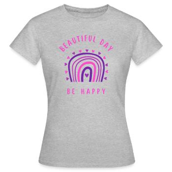 Belle journée Soyez heureux - T-shirt Femme - gris chiné - Devant - AI Model Female 172 dark (172cm)