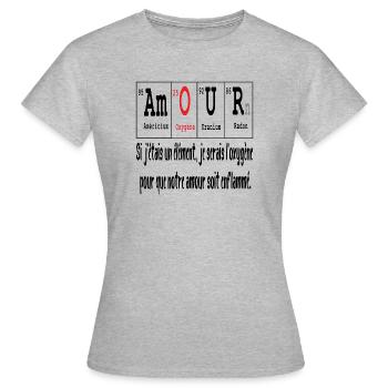 Je serais l'oxygène pour un amour enflammé - T-shirt Femme - gris chiné - Devant - AI Model Female 172 dark (172cm)