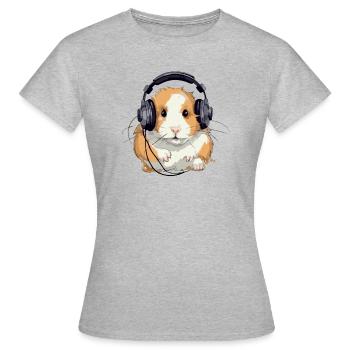 Mike, der audiophile Hasmter - Frauen T-Shirt - Grau meliert - Vorne - AI Model Female 172 dark (172cm)