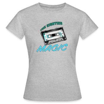 Achtzigern Musikkassettenmotiv - Frauen T-Shirt - Grau meliert - Vorne - AI Model Female 172 dark (172cm)