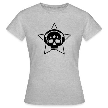 totenkopf_musik_star__f1 - Frauen T-Shirt - Grau meliert - Vorne - AI Model Female 172 dark (172cm)