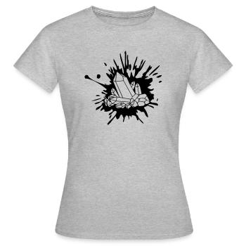 Farb Klecks Kristall - Frauen T-Shirt - Grau meliert - Vorne - AI Model Female 172 dark (172cm)