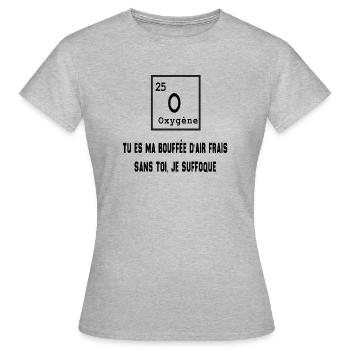 Tu es ma bouffée d'air sans toi je suffoque - T-shirt Femme - gris chiné - Devant - AI Model Female 172 dark (172cm)