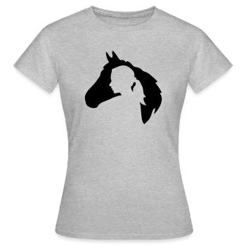 Horse head with woman silhouette - Women's T-Shirt - heather grey - Front - AI Model Female 172 dark (172cm)