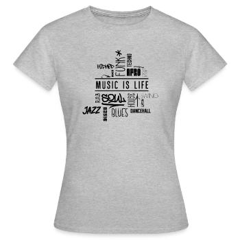 Music is life - Frauen T-Shirt - Grau meliert - Vorne - AI Model Female 172 dark (172cm)