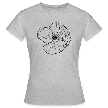 Mohn Blume 03 Zeichenfläche 2 Kopieren - Frauen T-Shirt - Grau meliert - Vorne - AI Model Female 172 dark (172cm)