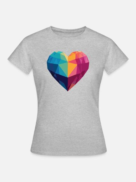 Liebe - Low Poly Herz - Frauen T-Shirt - Grau meliert