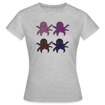 Pieuvre 4 plis - T-shirt Femme - gris chiné - Devant - AI Model Female 172 dark (172cm)