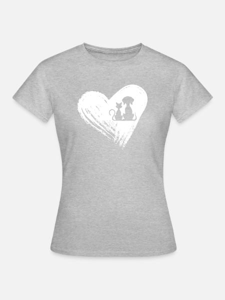 Hund und Katze. - Frauen T-Shirt - Grau meliert