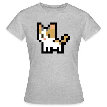 Süße Pixel Katze - Frauen T-Shirt - Grau meliert - Vorne - AI Model Female 172 dark (172cm)