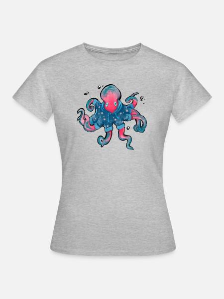 Weihnachtskrake - Frauen T-Shirt - Grau meliert