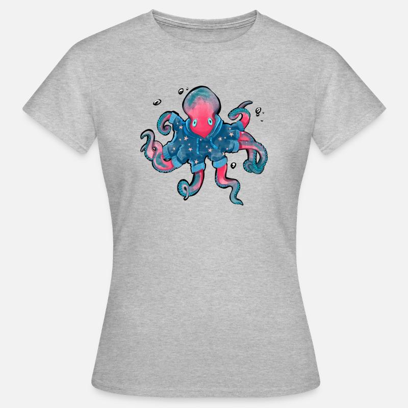 Weihnachtskrake - Frauen T-Shirt - Grau meliert