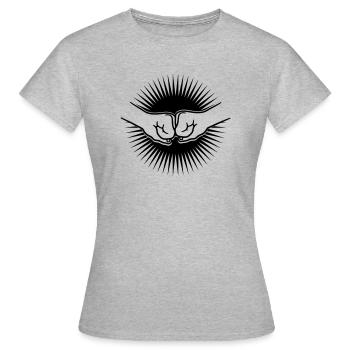 Begruessung Stern Sonne - Frauen T-Shirt - Grau meliert - Vorne - AI Model Female 172 dark (172cm)