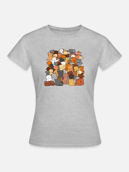 Gruppe bunte Katze - Frauen T-Shirt - Grau meliert