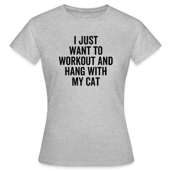 Ich will nur trainieren und hängen mit meiner Katze - Frauen T-Shirt - Grau meliert - Vorne - AI Model Female 172 dark (172cm)