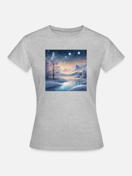 Winterlandschaft Fantasy - Frauen T-Shirt - Grau meliert