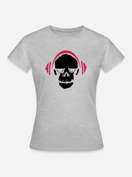 Affe - Kopfhörer - Frauen T-Shirt - Grau meliert