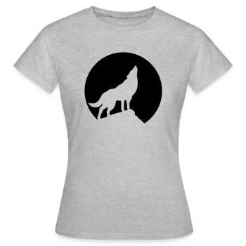Loup au clair de lune - T-shirt Femme - gris chiné - Devant - AI Model Female 172 dark (172cm)