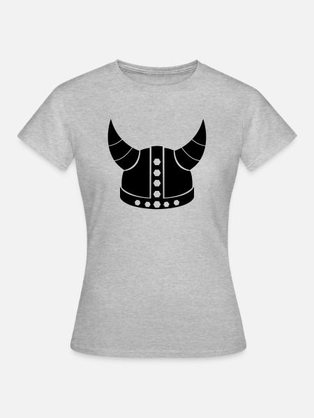 Wikinger Helm - Frauen T-Shirt - Grau meliert