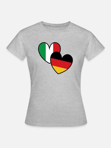 Italien Deutschland Herzen - Frauen T-Shirt - Grau meliert