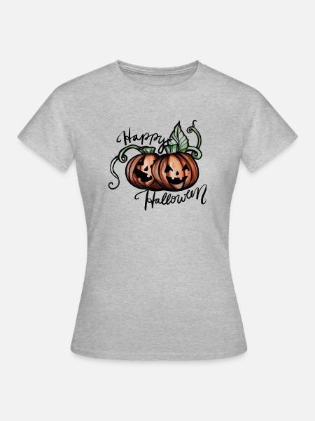 Fröhliches Halloween - Frauen T-Shirt - Grau meliert