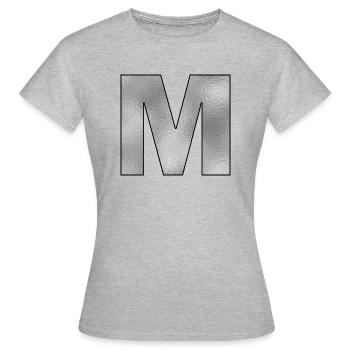 Lettre M Argent - T-shirt Femme - gris chiné - Devant - AI Model Female 172 dark (172cm)