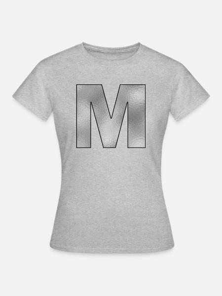 Buchstabe M Silber - Frauen T-Shirt - Grau meliert