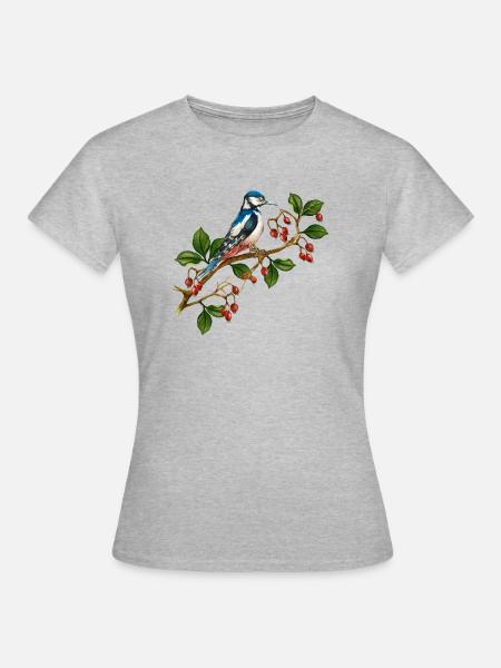 Bunter Vogel - Frauen T-Shirt - Grau meliert