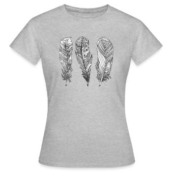 Feder - Frauen T-Shirt - Grau meliert - Vorne - AI Model Female 172 dark (172cm)