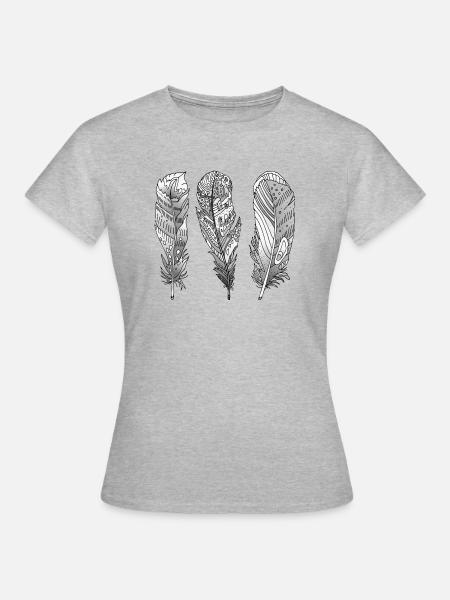 Feder - Frauen T-Shirt - Grau meliert