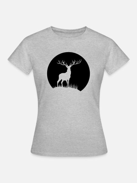 Hirsch im Mondlicht - Frauen T-Shirt - Grau meliert
