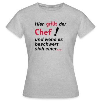 Voici griller le chef - T-shirt Femme - gris chiné - Devant - AI Model Female 172 dark (172cm)