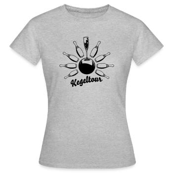 kegeltour - Frauen T-Shirt - Grau meliert - Vorne - AI Model Female 172 dark (172cm)