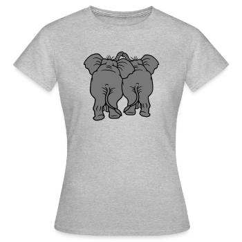 verliebt liebe paar paerchen 2 elefanten von hinte - Frauen T-Shirt - Grau meliert - Vorne - AI Model Female 172 dark (172cm)