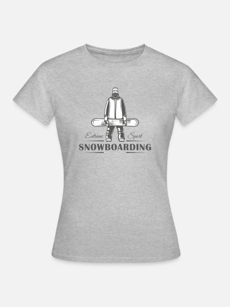 Snowboarder hält sein Snowboard. - Frauen T-Shirt - Grau meliert