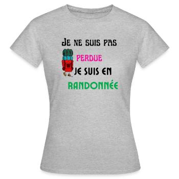 je ne suis pas perdue je suis en randonnée - T-shirt Femme - gris chiné - Devant - AI Model Female 172 dark (172cm)