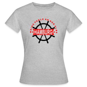 Hamburg Perle - Frauen T-Shirt - Grau meliert - Vorne - AI Model Female 172 dark (172cm)