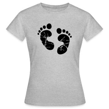 Empreinte de pieds de bébé - T-shirt Femme - gris chiné - Devant - AI Model Female 172 dark (172cm)