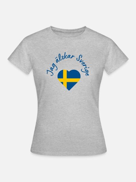 Jag älskar Sverige - Frauen T-Shirt - Grau meliert
