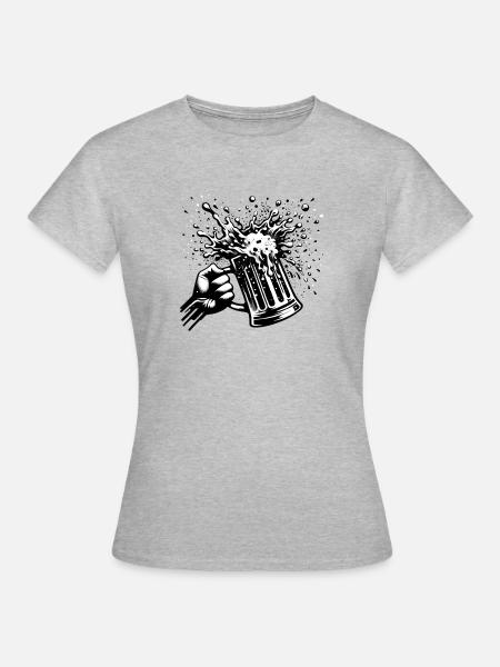 Prost Bier trinken Bierkrug - Frauen T-Shirt - Grau meliert