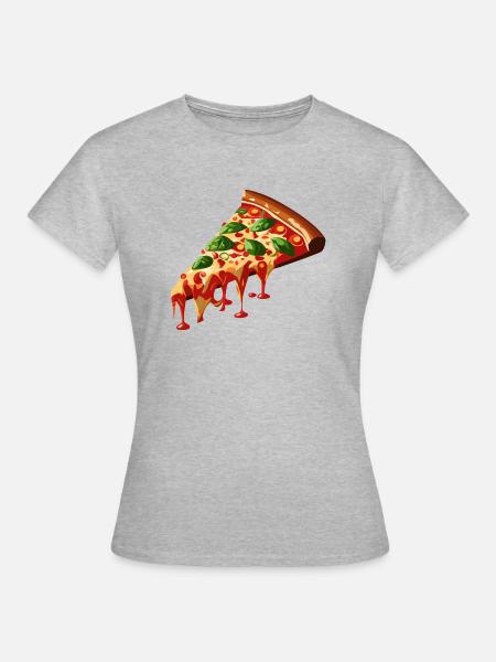 Pizzastück 3D - Frauen T-Shirt - Grau meliert